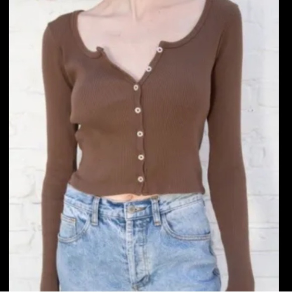 Brandy Melville Zelly Brown long sleeve with buttons - lightly worn